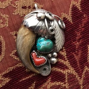 Native American G Adecky Faux Bear Claw Pendant